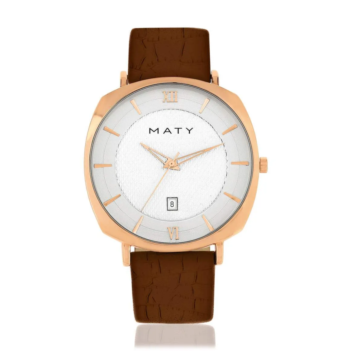 Montre MATY dorée rose cuir marron