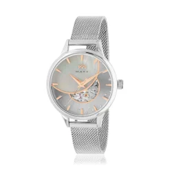 Montre MATY femme automatique, bracelet acier inoxydable