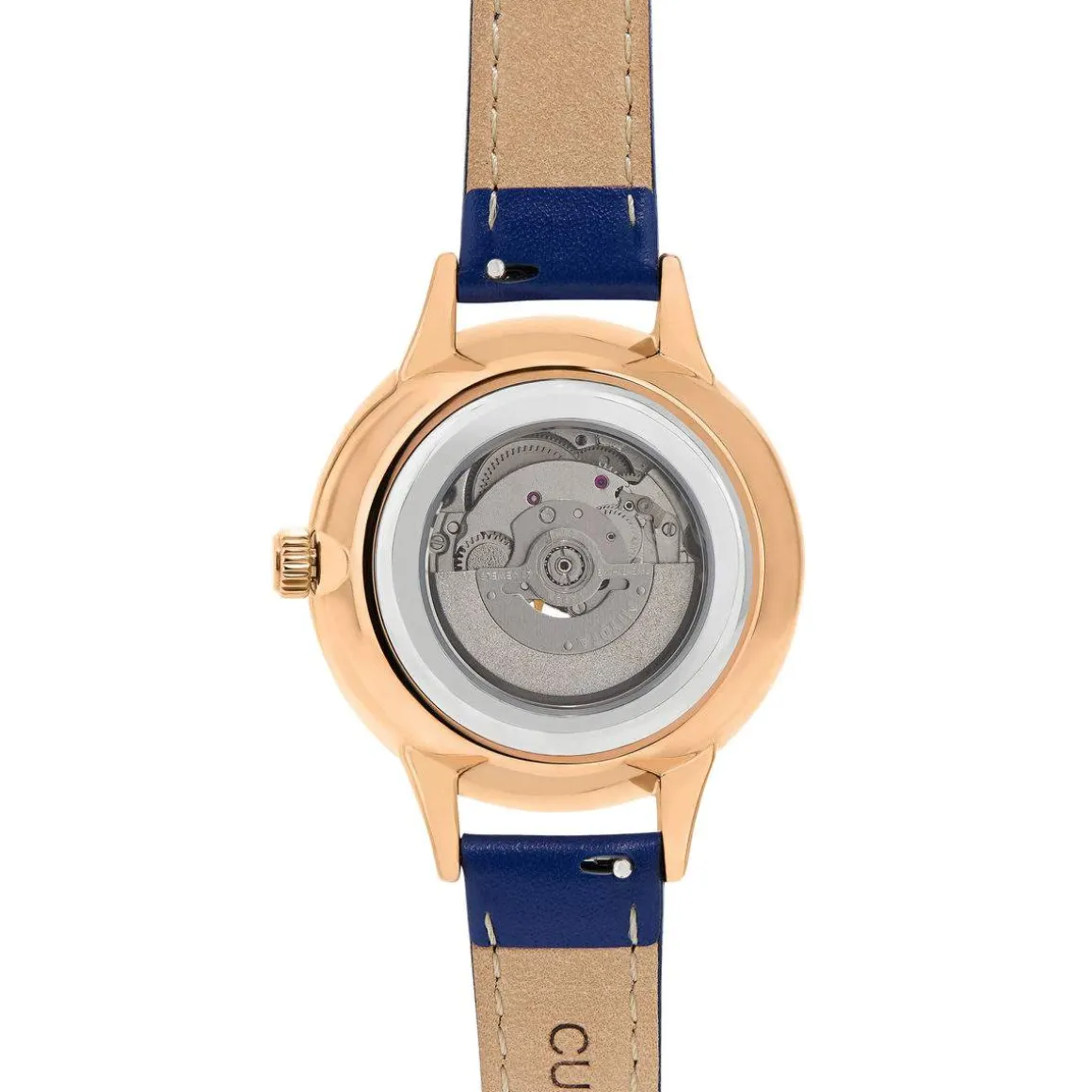 Montre MATY femme automatique, bracelet cuir bleu