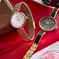Montre MATY femme bracelet acier inoxydable doré