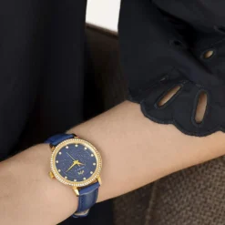 Montre MATY femme bracelet cuir bleu