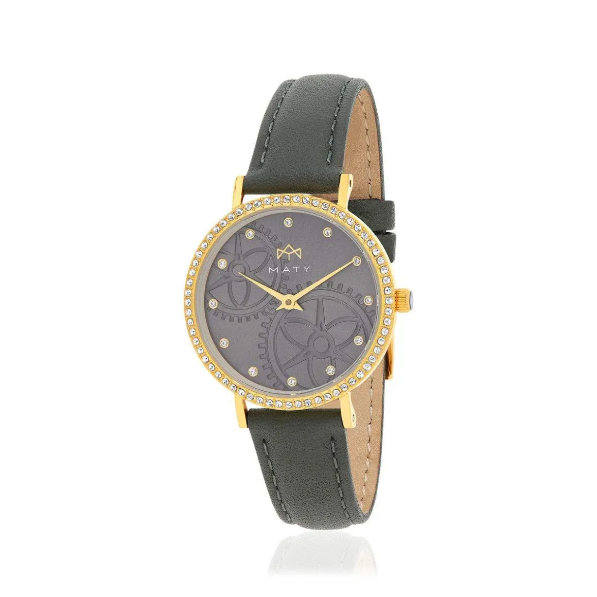 Montre MATY femme, bracelet cuir gris