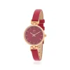 Montre MATY femme, bracelet cuir rouge