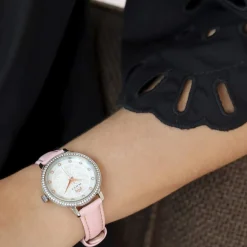 Montre MATY femme bracelet cuir rose