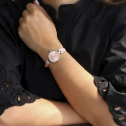 Montre MATY femme, bracelet cuir rose