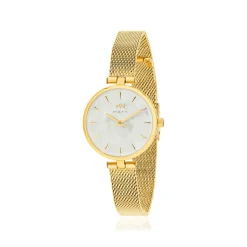 Montre MATY femme, bracelet maille milanaise acier inoxydable doré