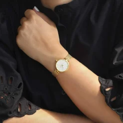 Montre MATY femme, bracelet maille milanaise acier inoxydable doré