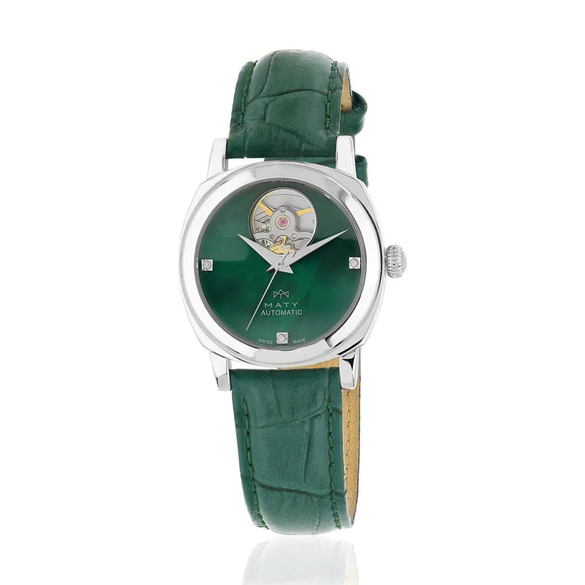 Montre MATY GM automatique cadran vert bracelet cuir vert