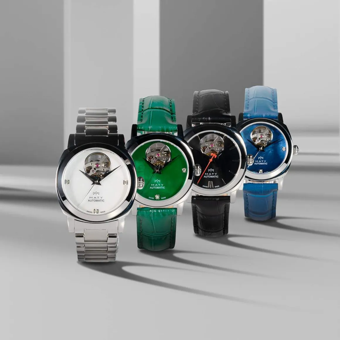 Montre MATY GM automatique cadran vert bracelet cuir vert