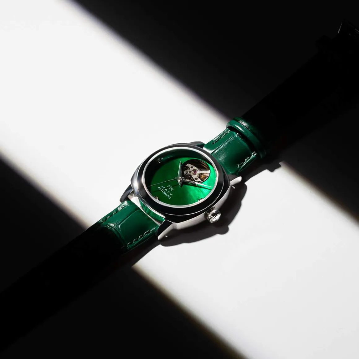 Montre MATY GM automatique cadran vert bracelet cuir vert
