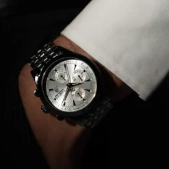 Montre MATY GM automatique chronographe cadran gris bracelet acier
