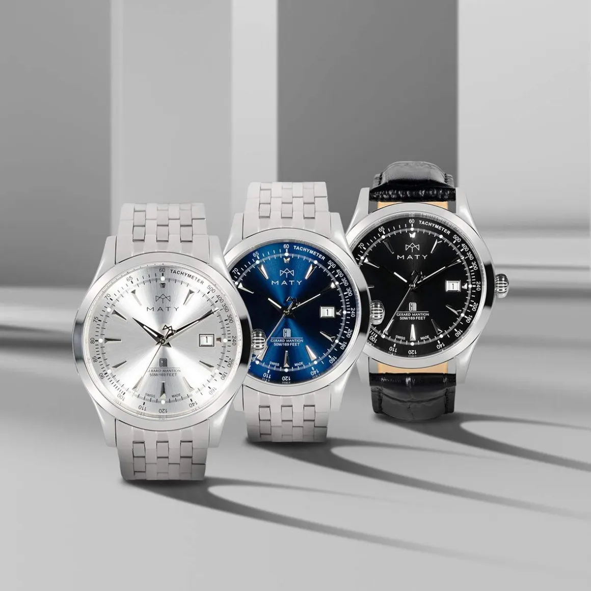 Montre MATY GM cadran bleu foncé bracelet acier