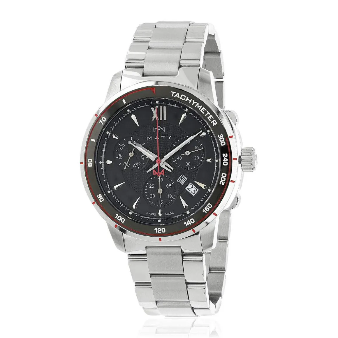 Montre MATY GM chronographe cadran noir bracelet acier