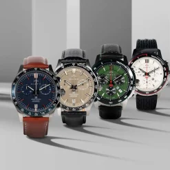 Montre MATY GM chronographe cadran blanc bracelet caoutchouc noir