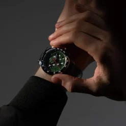 Montre MATY GM chronographe cadran vert bracelet cuir vert