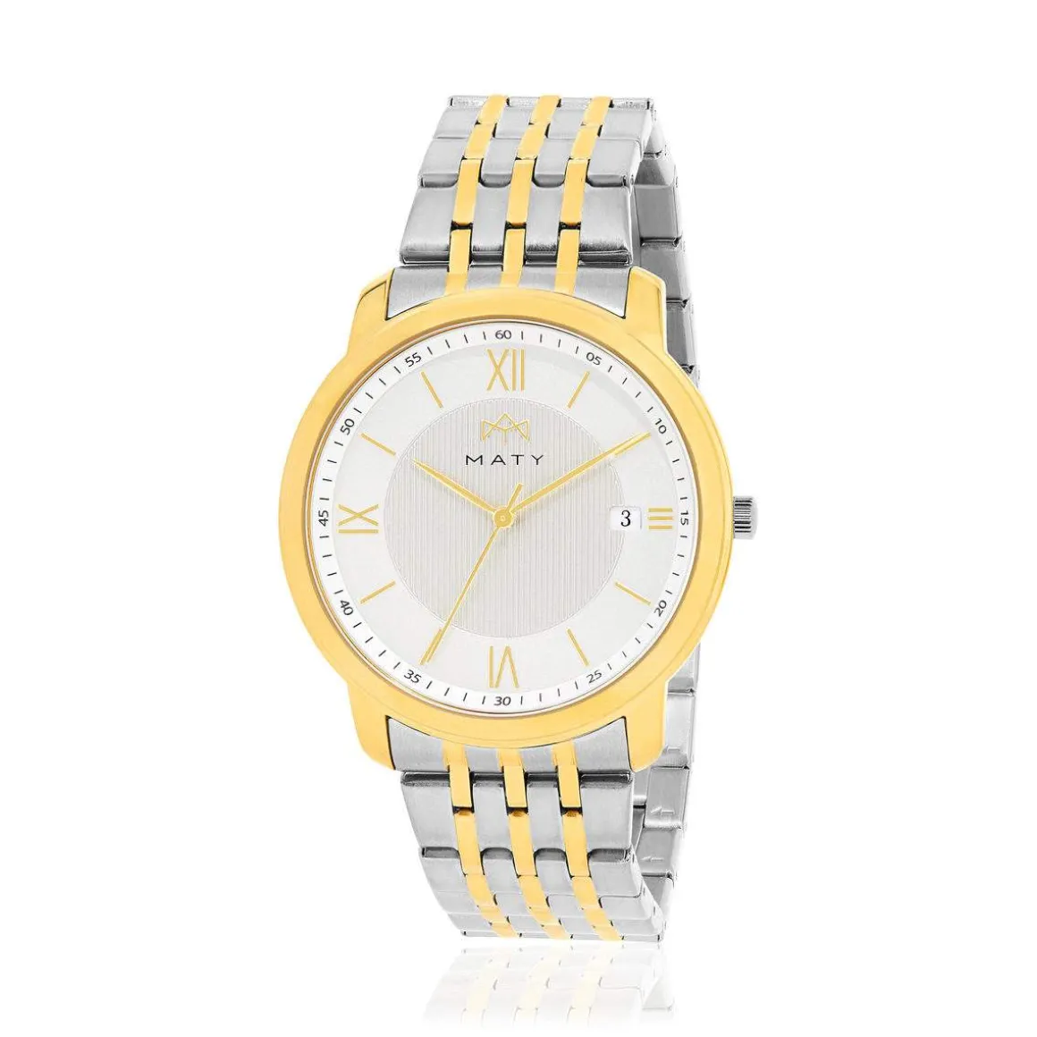 Montre MATY homme, bracelet acier inoxydable bicolore
