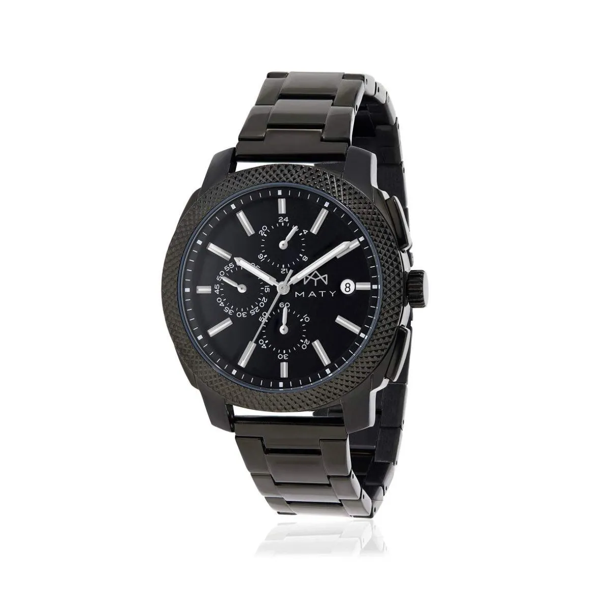 Montre MATY homme, bracelet acier inoxydable noir