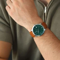 Montre MATY homme, bracelet cuir marron