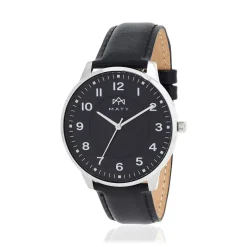 Montre MATY homme, bracelet cuir noir