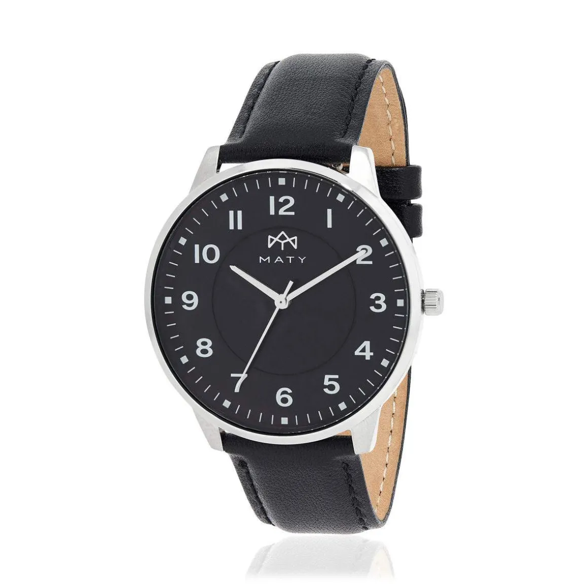 Montre MATY homme, bracelet cuir noir