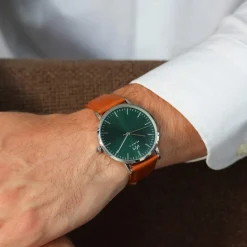 Montre MATY homme, bracelet cuir marron