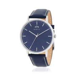 Montre MATY homme, bracelet cuir bleu