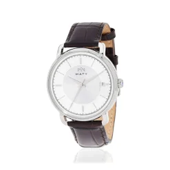 Montre MATY homme, bracelet cuir marron chocolat