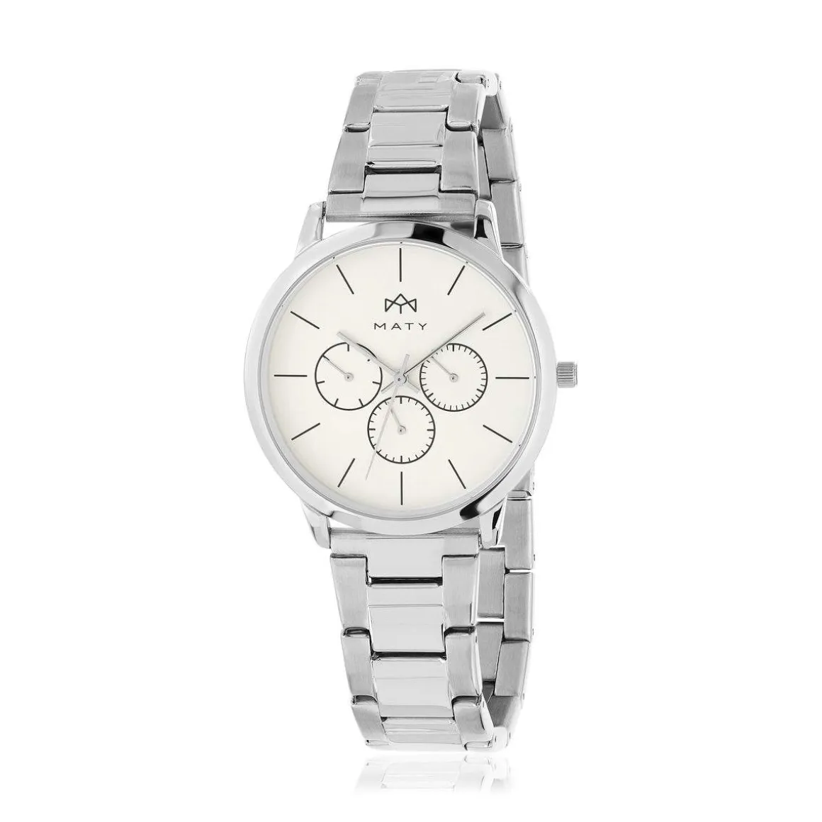 Montre MATY homme chronographe, bracelet acier inoxydable argent