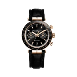 Montre MICHEL HERBELIN nwpt chrono auto - pvd 5n homme automatique, bracelet cuir noir