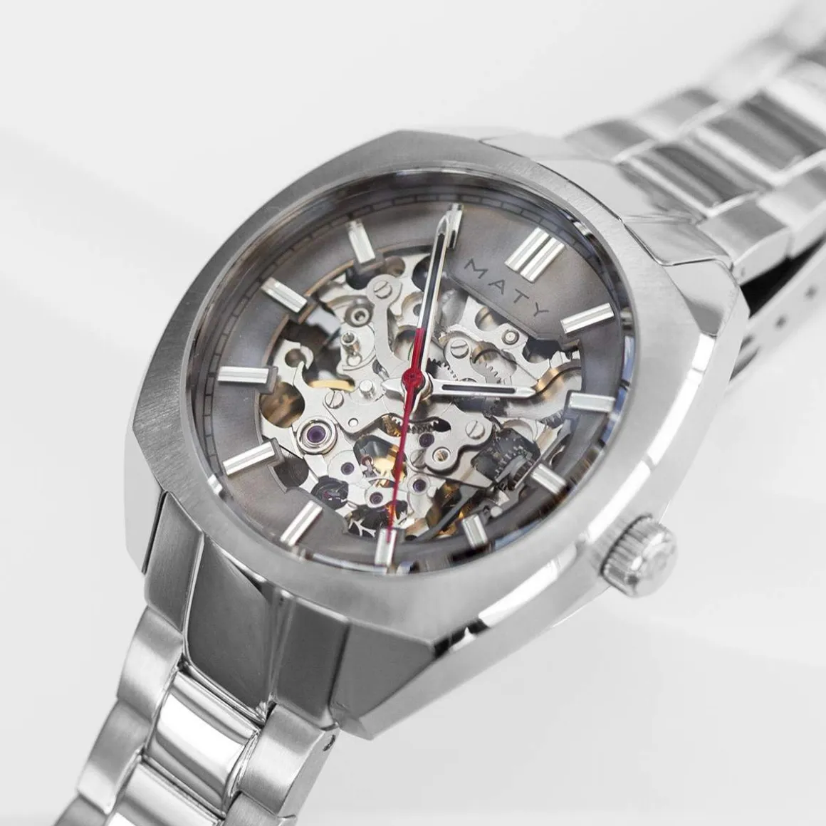 Montre mixte squelette automatique acier bracelet acier