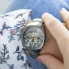Montre mixte squelette automatique acier bracelet acier