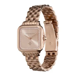 Montre OLIVIA BURTON grosvenor femme analogique, bracelet acier doré rose