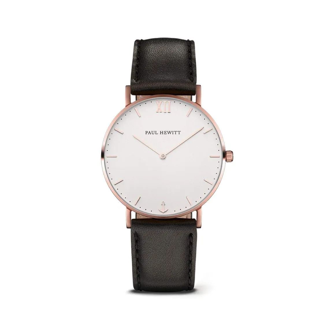 Montre Paul Hewitt mixte acier doré rose cuir noir
