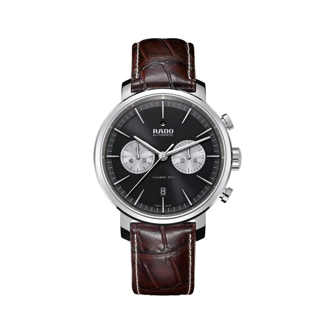 Montre Rado Diamaster homme automatique chronographe acier bracelet cuir brun
