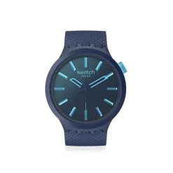 Montre SWATCH Big bold biosourced Indigo glow  homme bracelet matériau biosource bleu