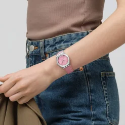 Montre SWATCH blossom time cadran rose femme bracelet cuir animal rose