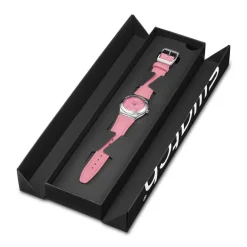 Montre SWATCH blossom time cadran rose femme bracelet cuir animal rose