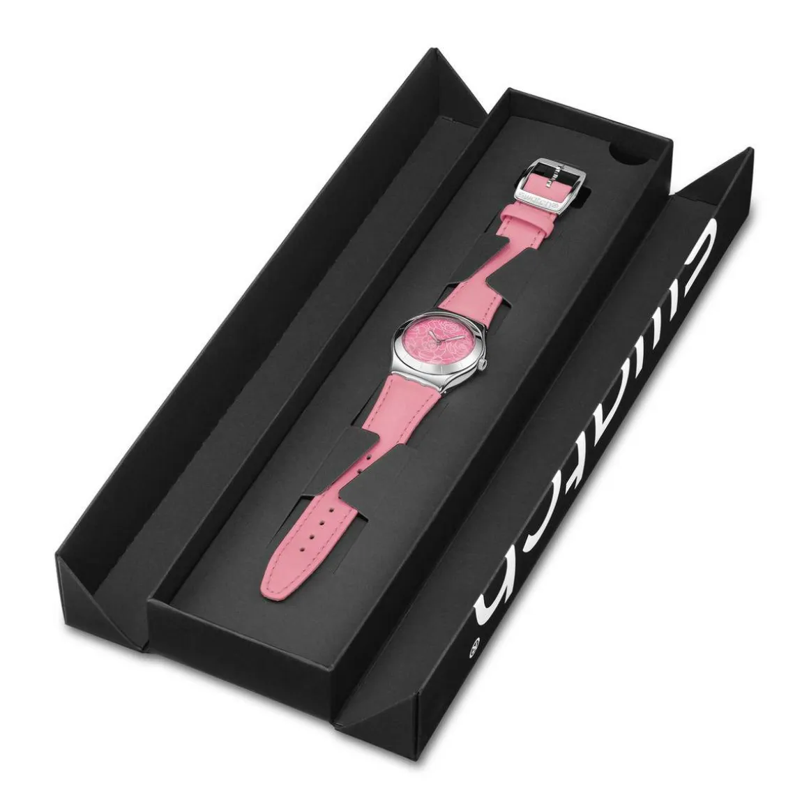 Montre SWATCH blossom time cadran rose femme bracelet cuir animal rose