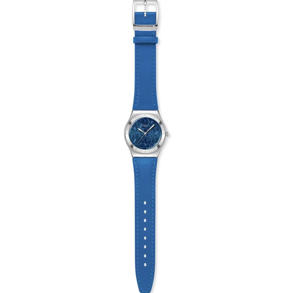 Montre SWATCH blossom time femme cadra bleu bracelet cuir animal bleu