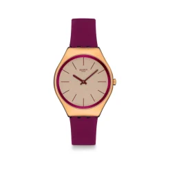 Montre SWATCH essentials femme bracelet cuir rouge