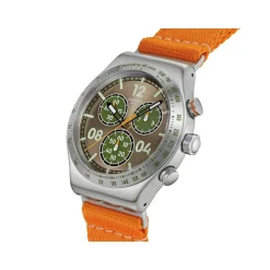 Montre SWATCH essentials homme cadran marron bracelet textile orange