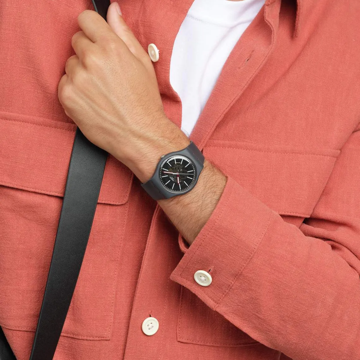 Montre SWATCH essentials homme bracelet matériau biosourcé gris