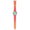 Montre SWATCH essentials mixte cadran vert bracelet silicone rouge