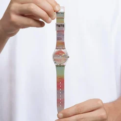 Montre SWATCH Gent biosourced Turner's Scarlet sunset femme bracelet silicone rose