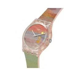 Montre SWATCH Gent biosourced Turner's Scarlet sunset femme bracelet silicone rose