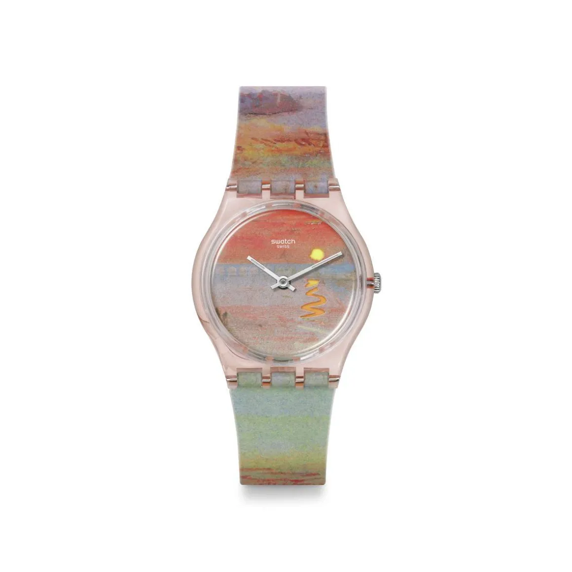 Montre SWATCH Gent biosourced Turner's Scarlet sunset femme bracelet silicone rose