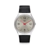 Montre Swatch mixte acier cuir noir