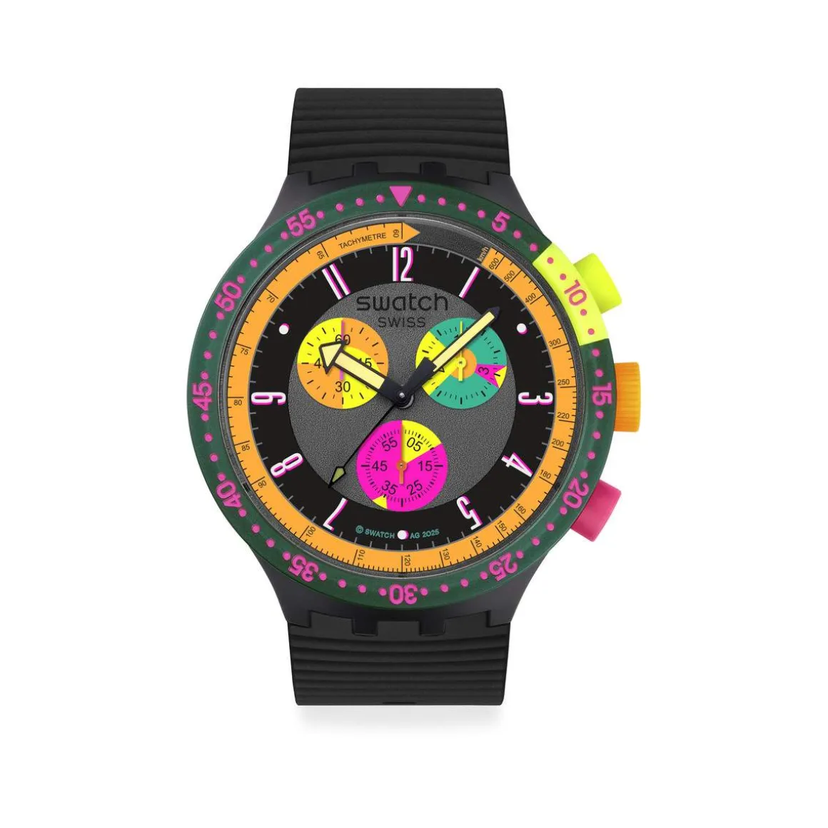 Montre SWATCH neon mixte bracelet silicone noir