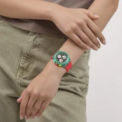 Montre SWATCH neon mixte bracelet silicone rouge