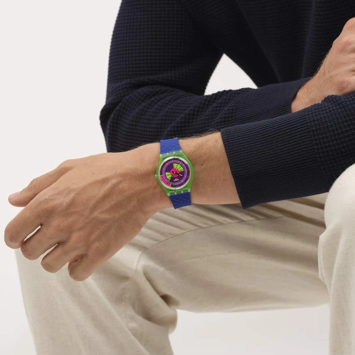 Montre SWATCH neon mixte bracelet silicone bleu
